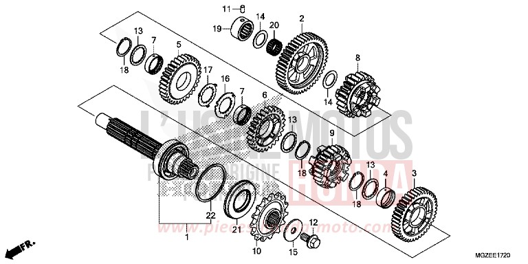 BOITE DE VITESSES (ARBRE INTERMEDIAIRE) for CB500F ABS PEARL HIMALAYAS WHITE (NHA87) from 2013
